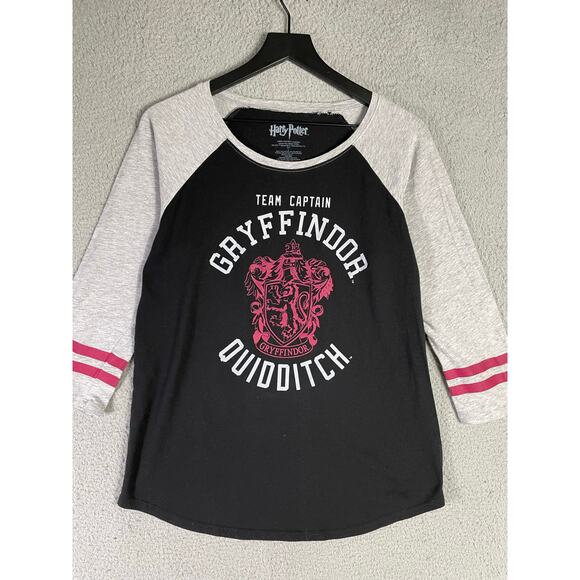 Harry Potter Gryffindor Quidditch Team Captain Shirt Women’s L 3/4 Sleeve Raglan - Picture 2 of 6